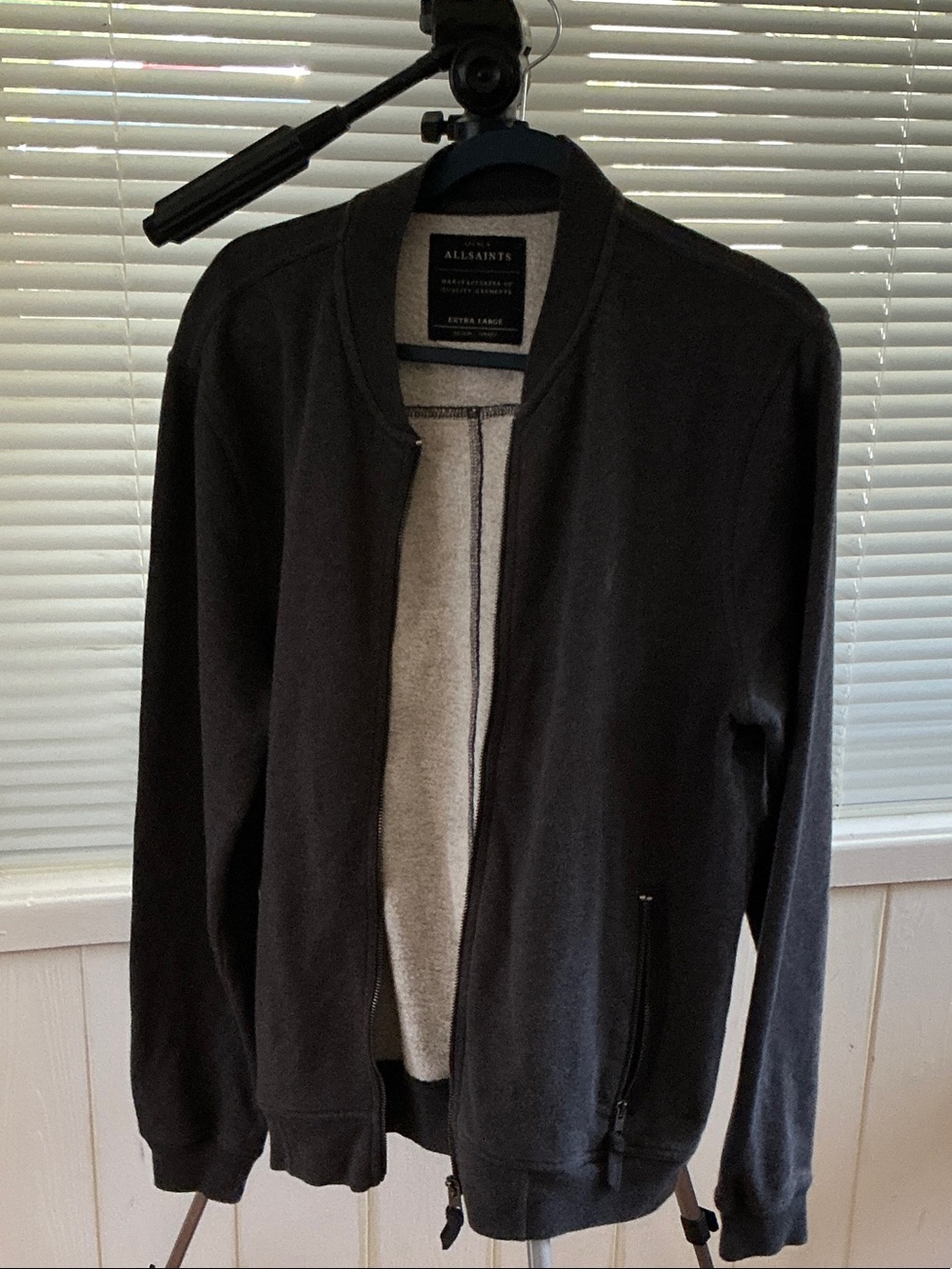 AllSaints Dark Gray Zip-Front sweat shirt